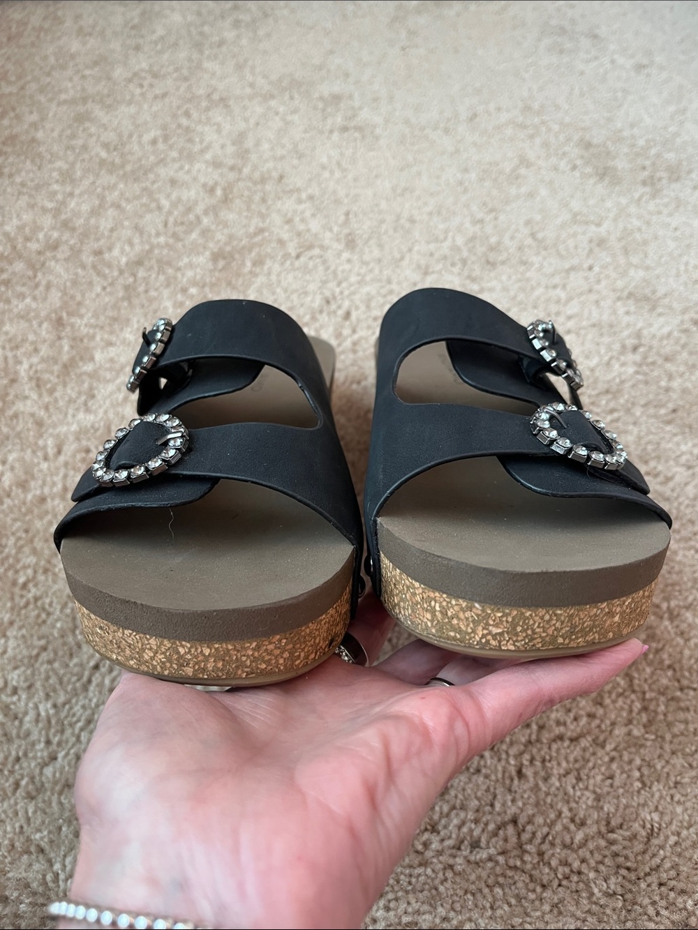 Andiamo Studded Rhinestone Slides - Picture 5 of 9